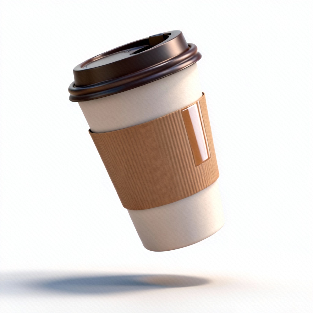 AI 3D Floating Coffee Cup Render Mockup