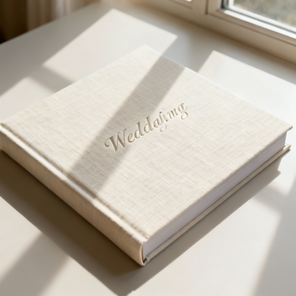 AI Minimalist Ivory Wedding Album Cover