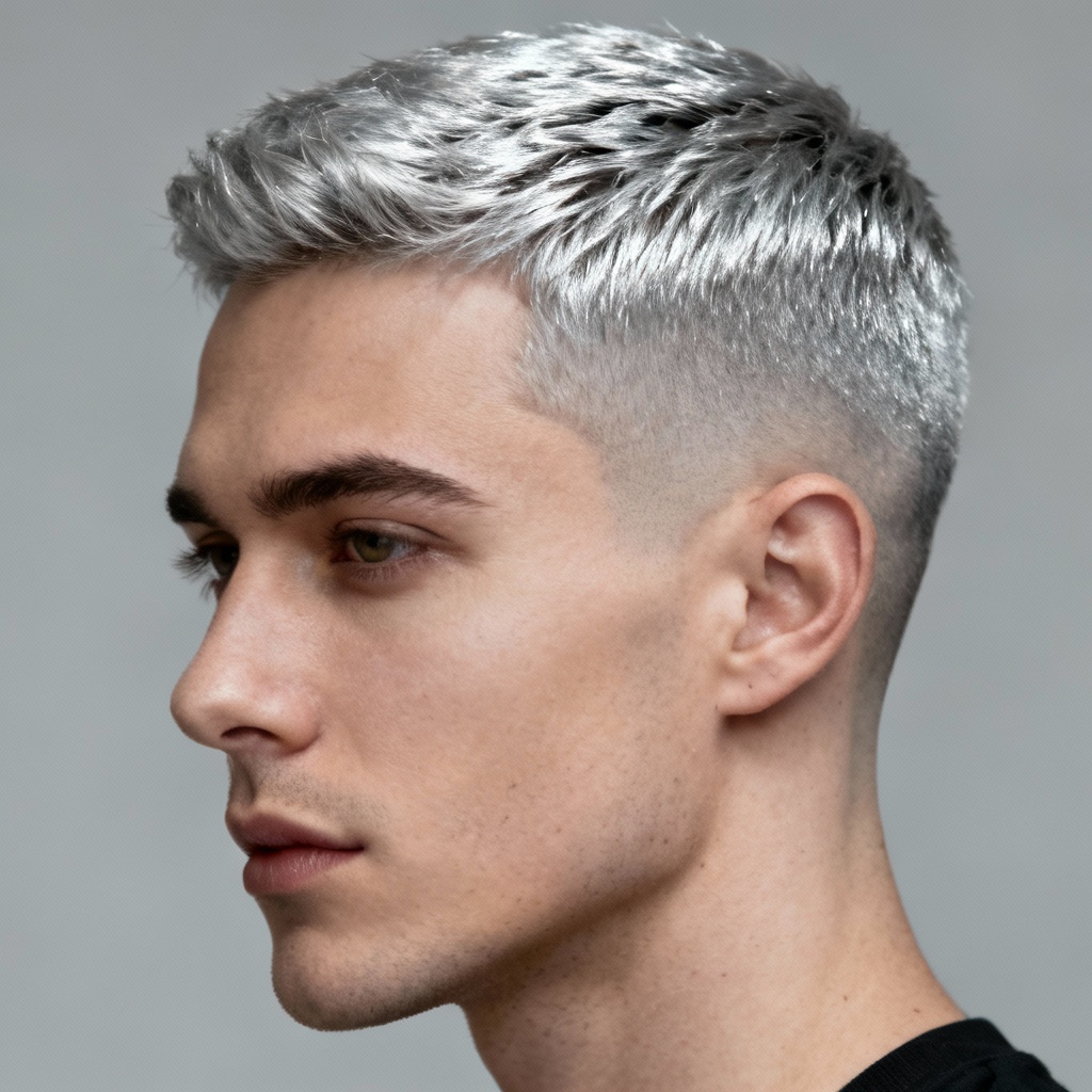 AI silver gray men fade hair color