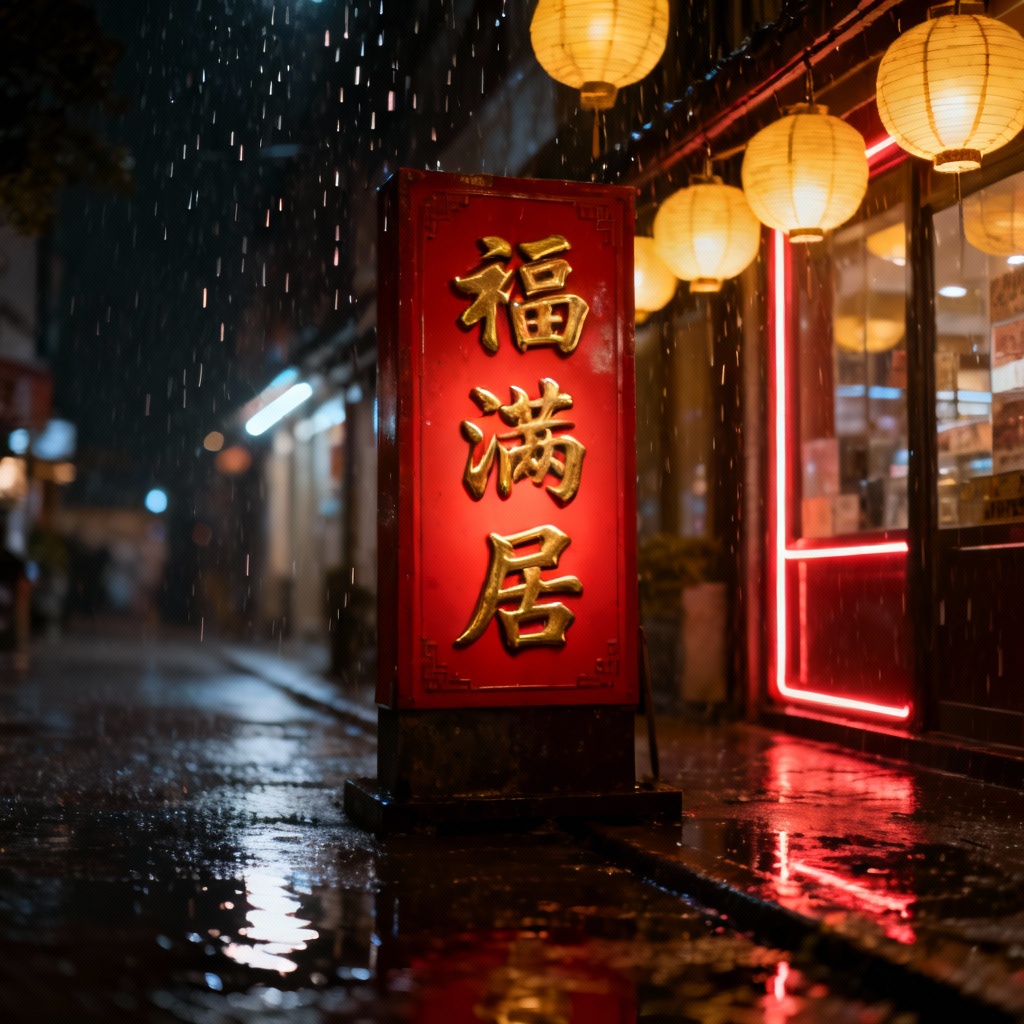 AI generated Chinese street sign in red and gold