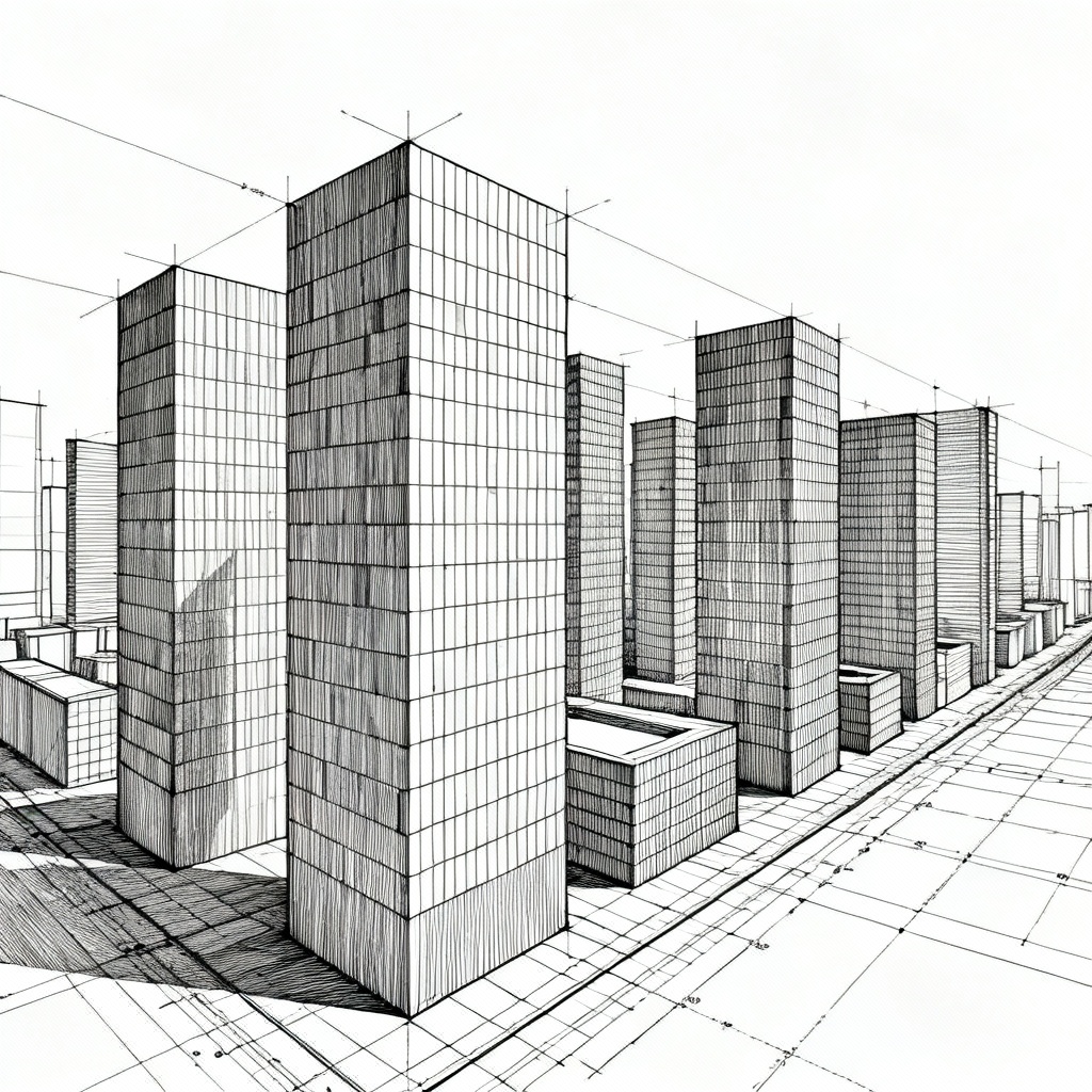 AI Architectural City Linework Drawing