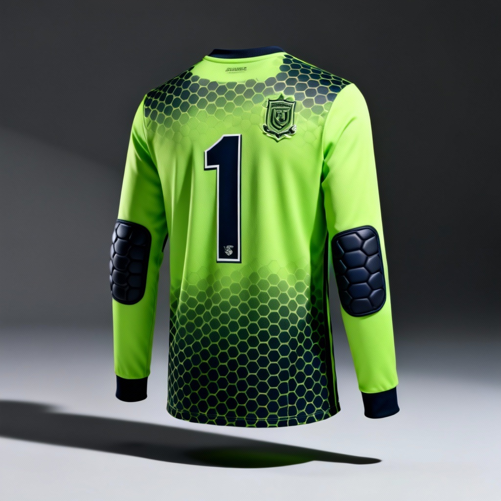 AI goalkeeper soccer jersey with hex mesh pattern