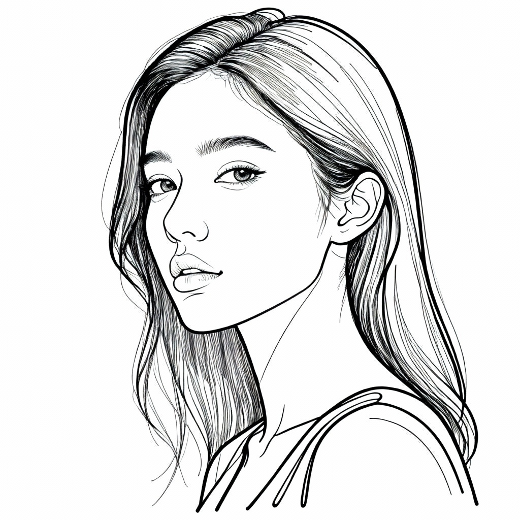 AI line art generator example showing a minimalist continuous line portrait