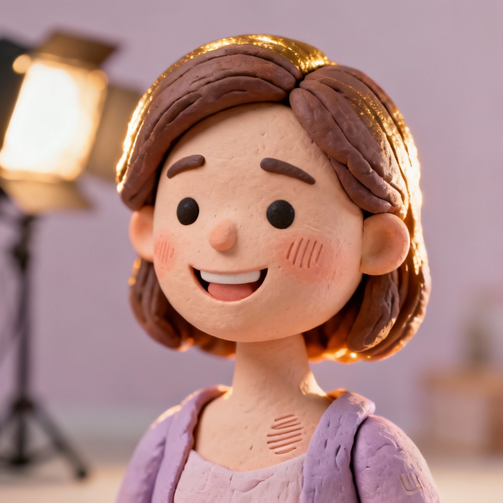 AI clay portrait close-up with polymer clay texture