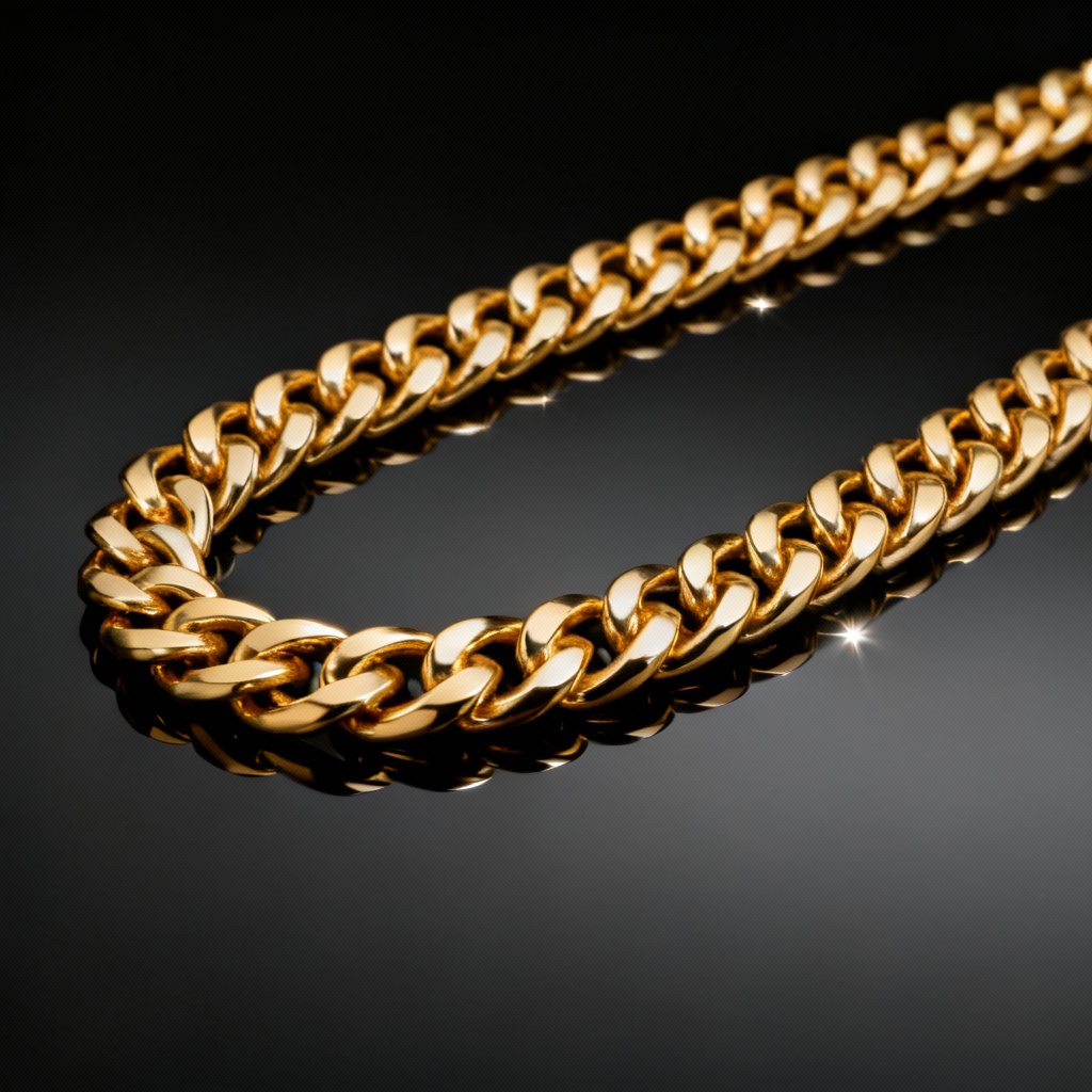 AI men's Cuban link chain gold necklace