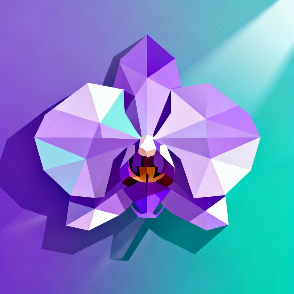 Geometric low poly orchid on gradient background