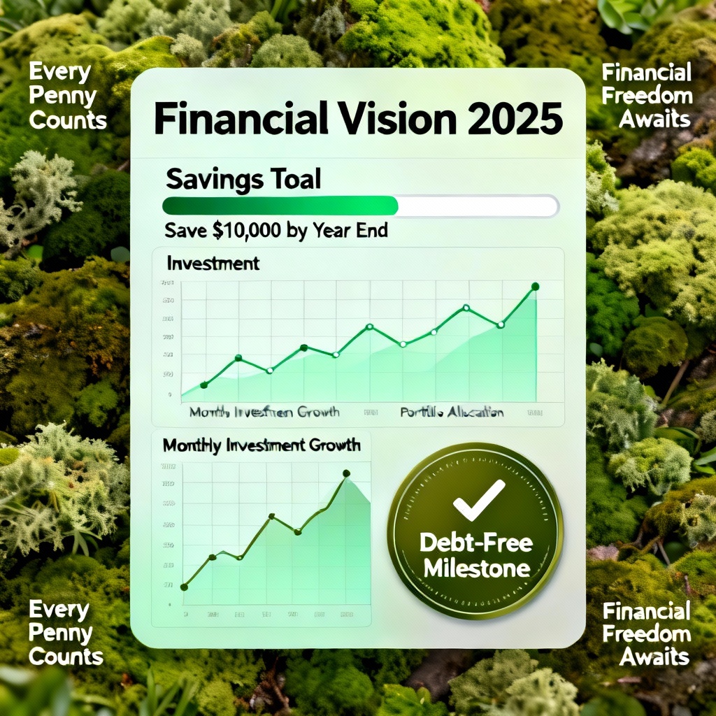2026 finance vision board with savings and investment goals