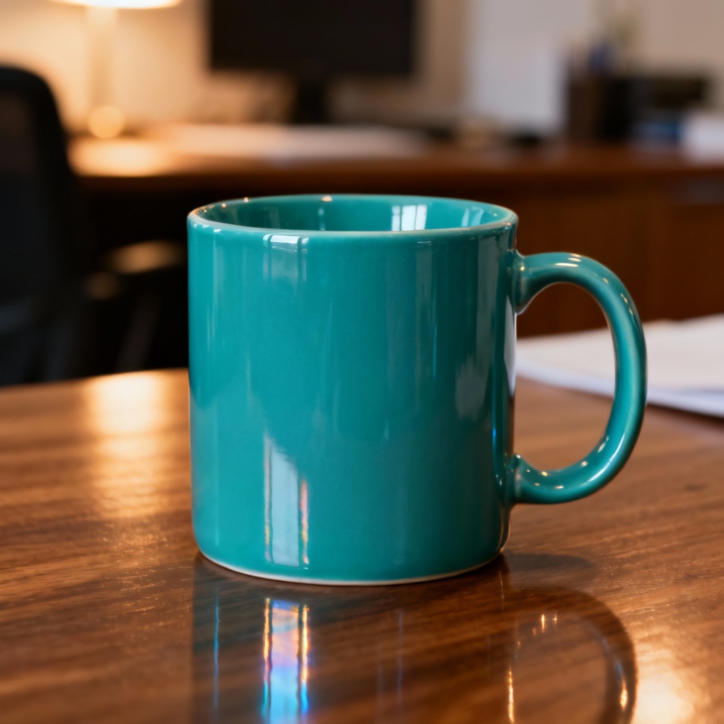 AI mug color replacement to brand teal