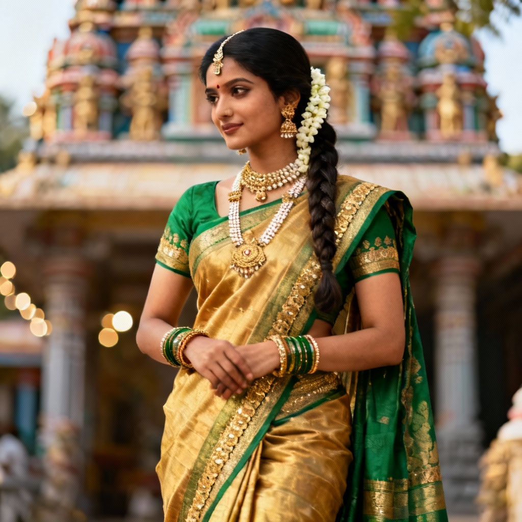 AI South Indian Kanjeevaram bridal saree