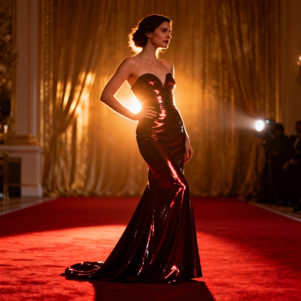 AI girlfriend glamorous red carpet portrait