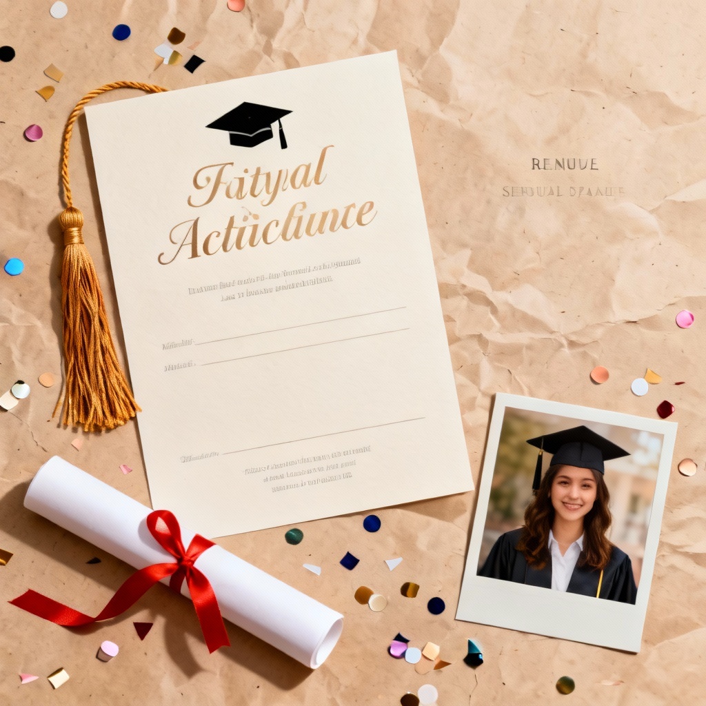 AI graduation announcement flatlay design