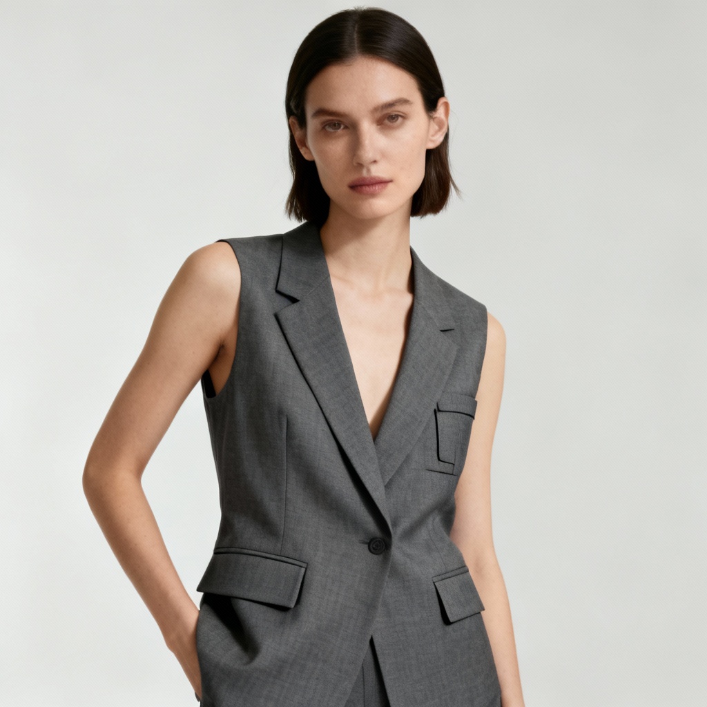 AI women’s tailored suit waistcoat editorial