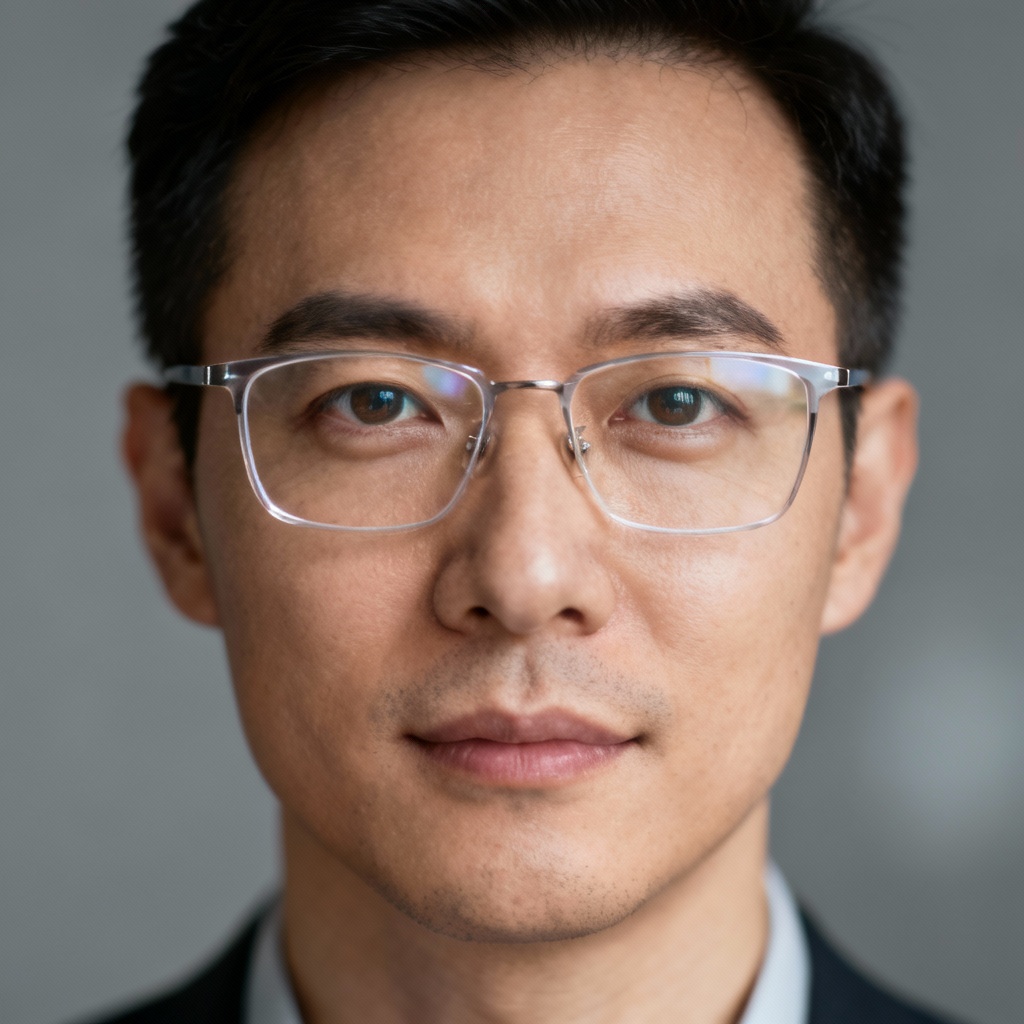 AI removes glare from glasses in a headshot