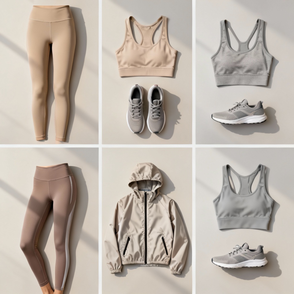AI athleisure capsule wardrobe grid for lookbook