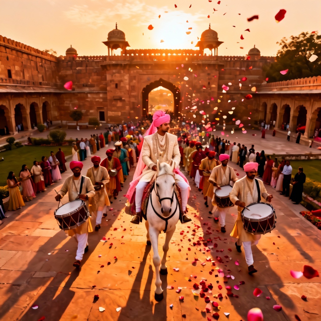 AI royal Udaipur palace baraat procession