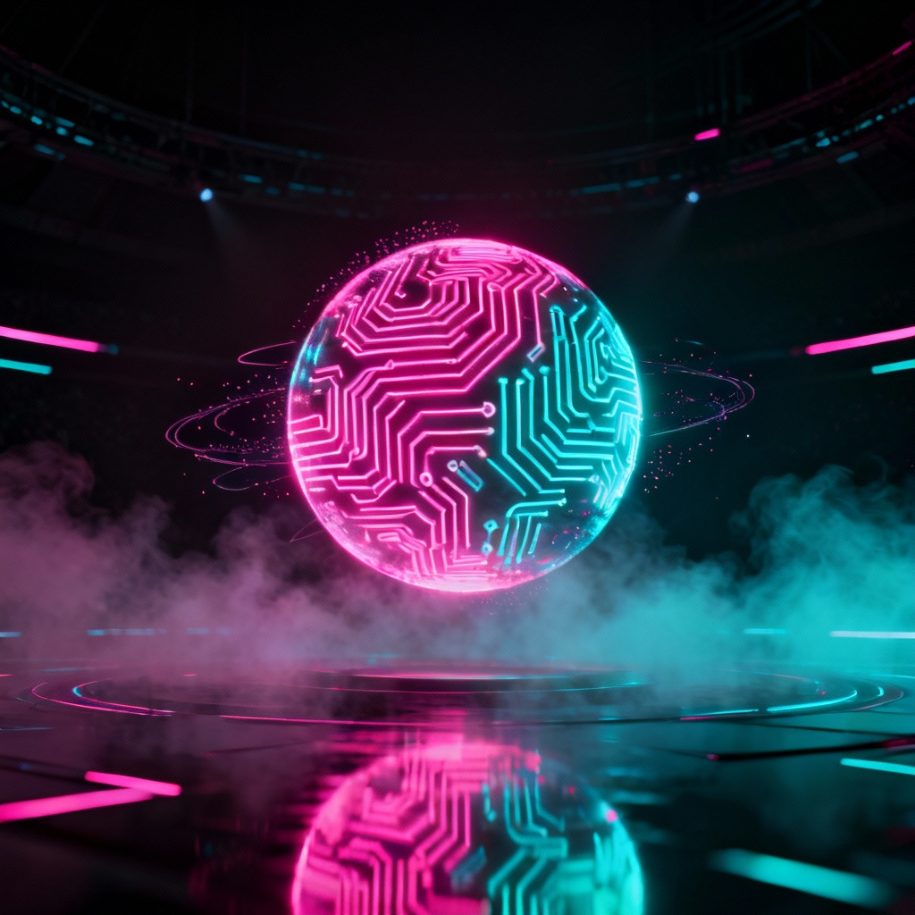 AI holographic neon orb sci fi