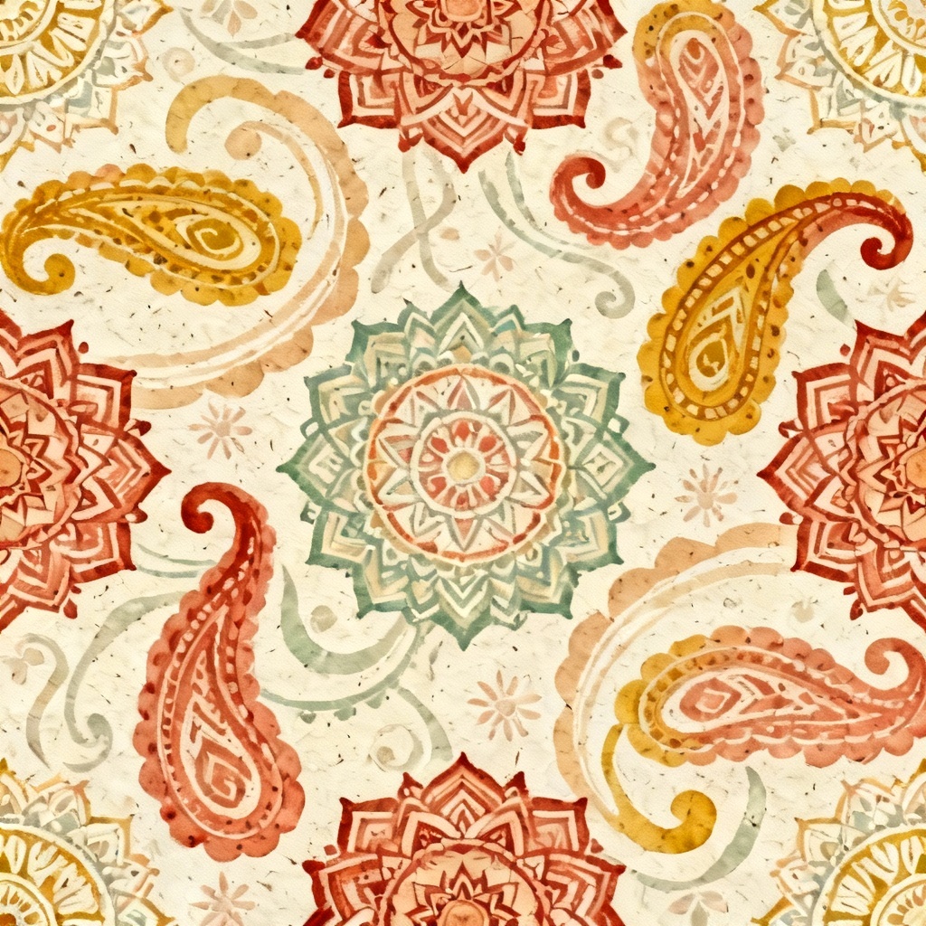 AI Boho Chic seamless paisley and mandala pattern