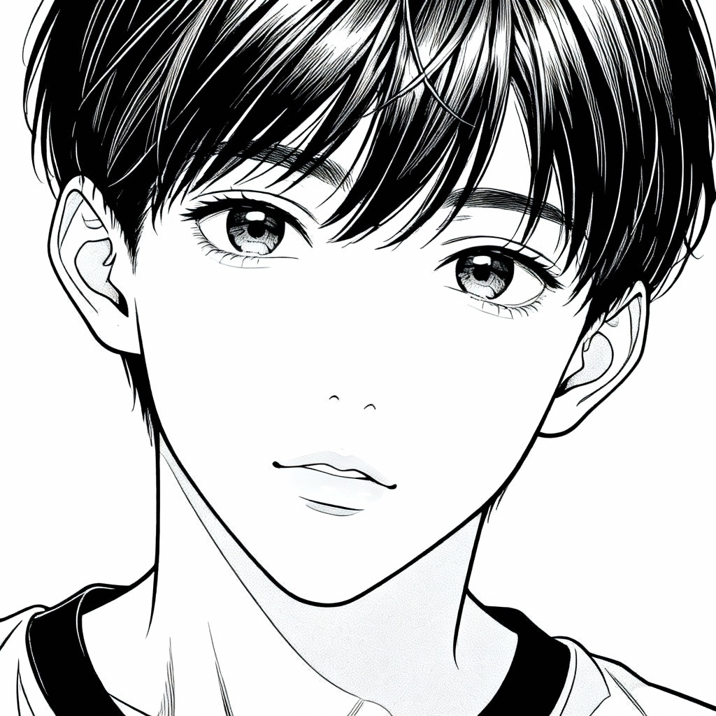 AI manga line art selfie sketch