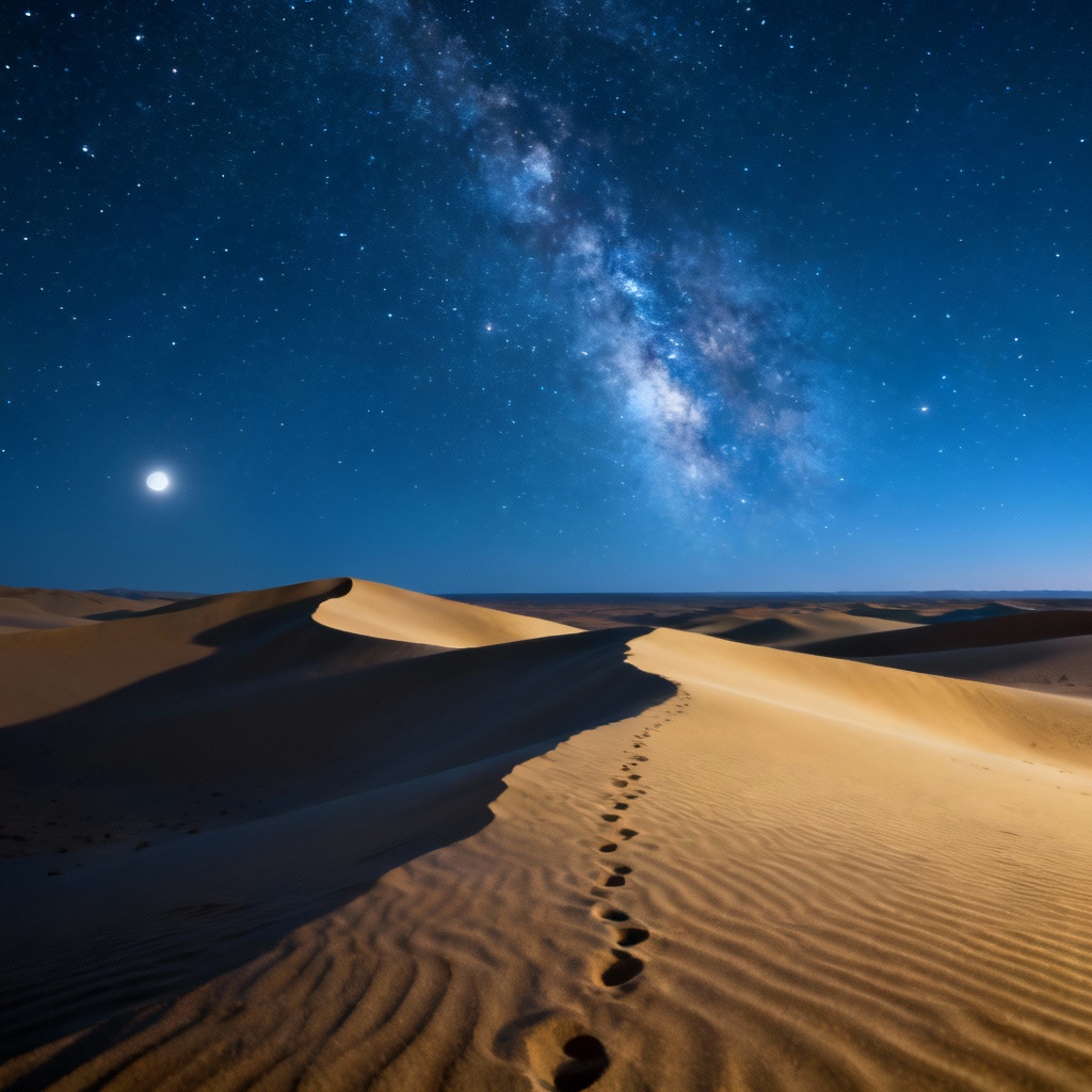 AI photorealistic landscape of a starlit desert panorama