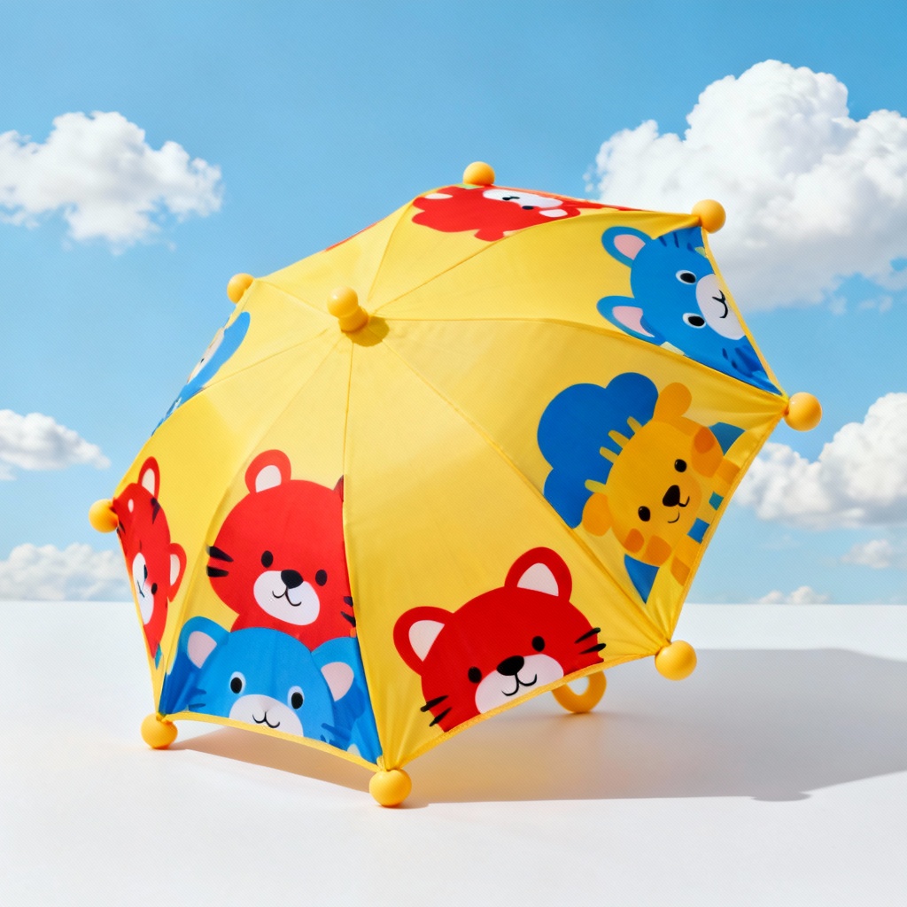 AI kids cartoon animal umbrella product shot