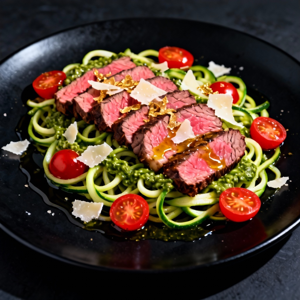 AI Low-Carb Steak and Zoodles Plate
