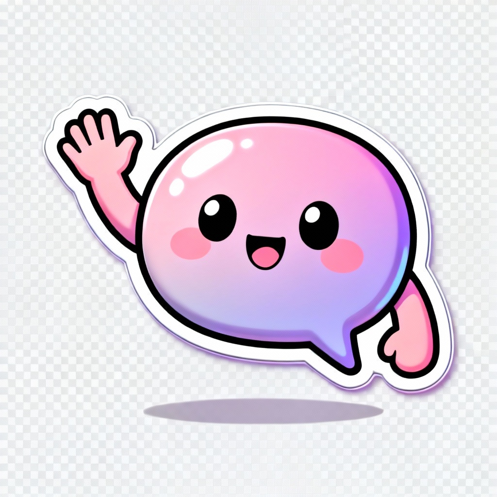 AI-generated happy chat bubble sticker with glossy pastel gradient