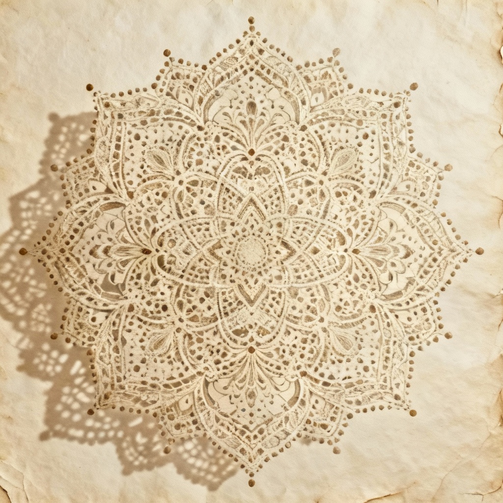 AI mandala lace ornament on ivory