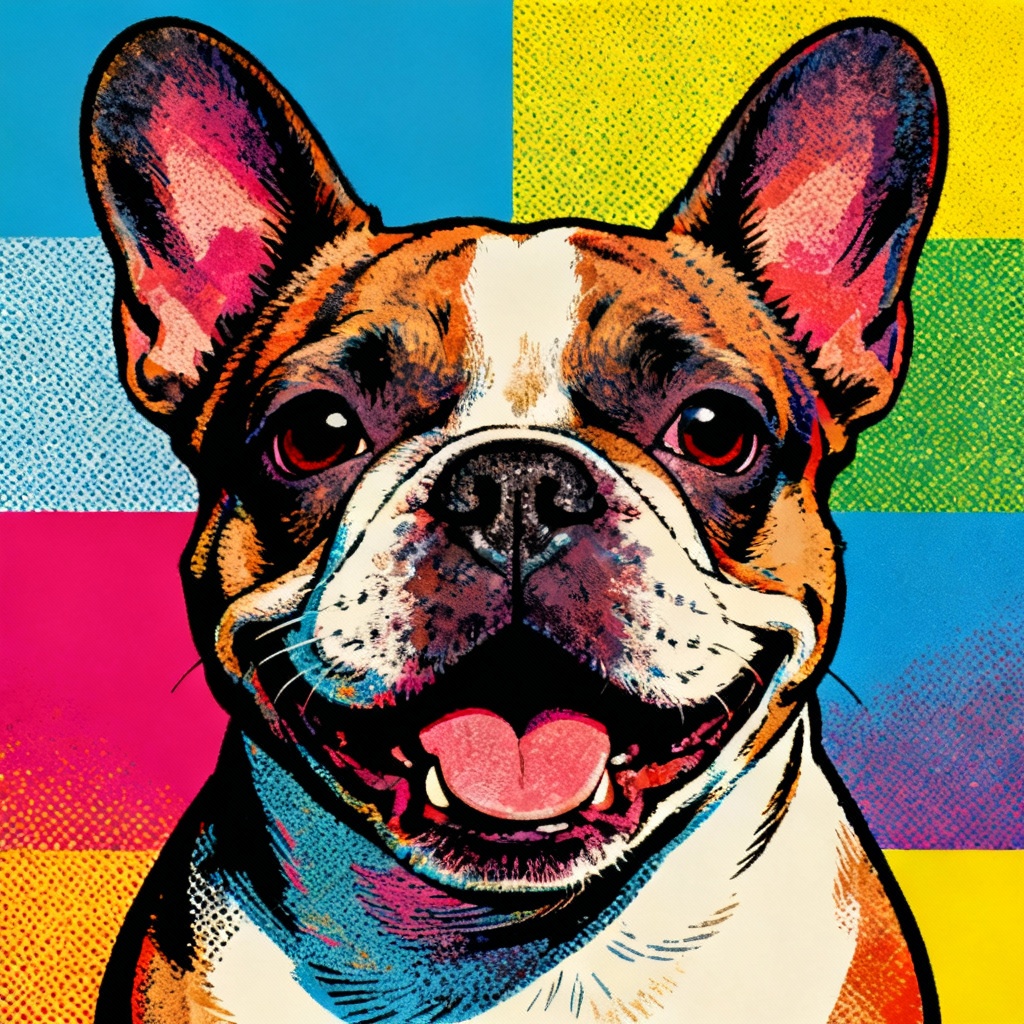 AI Pop Art French Bulldog Portrait