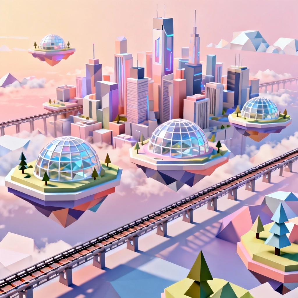 AI isometric futuristic skyline city