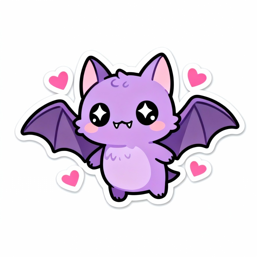 Cute chibi bat sticker illustration