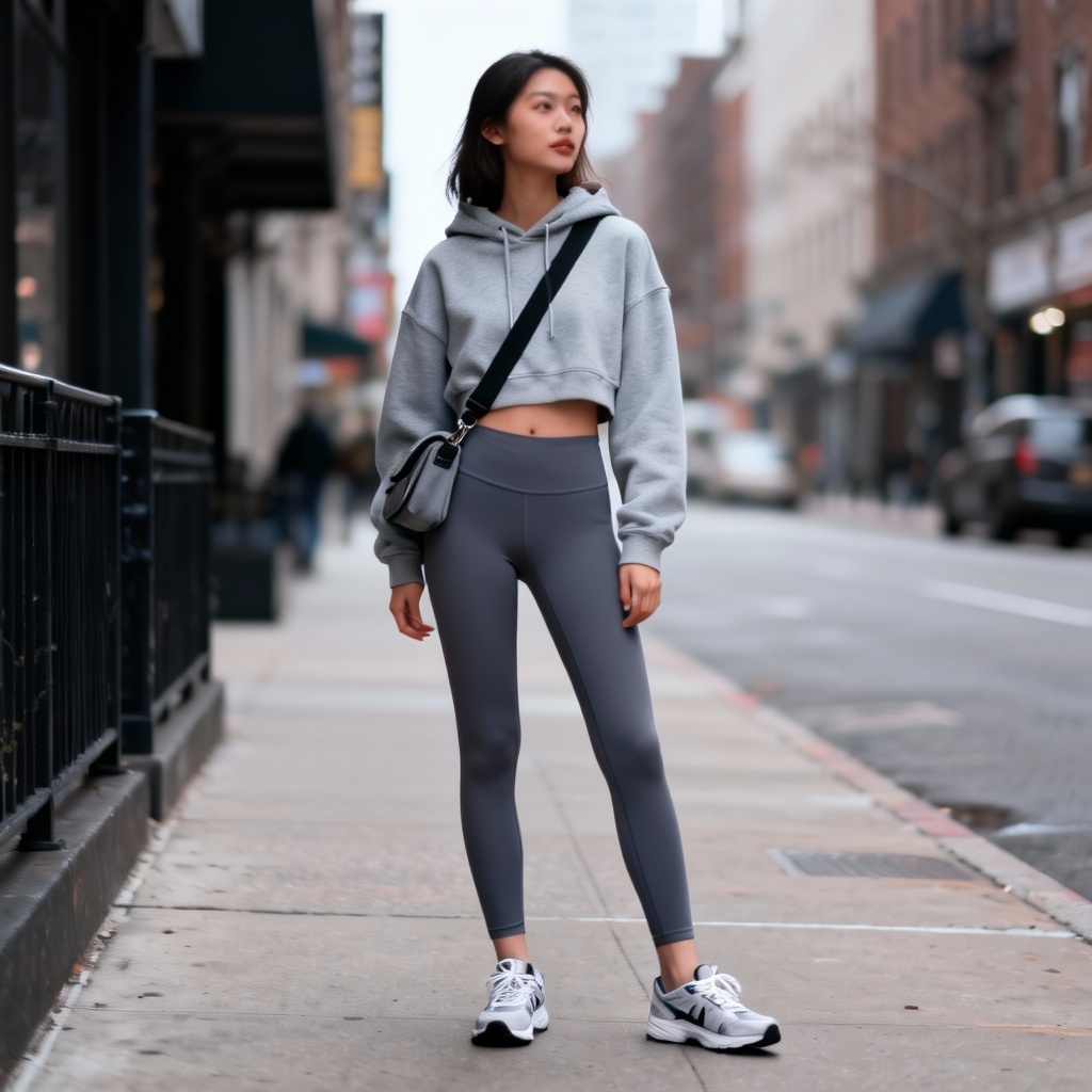 AI gym girl athleisure street style aesthetic