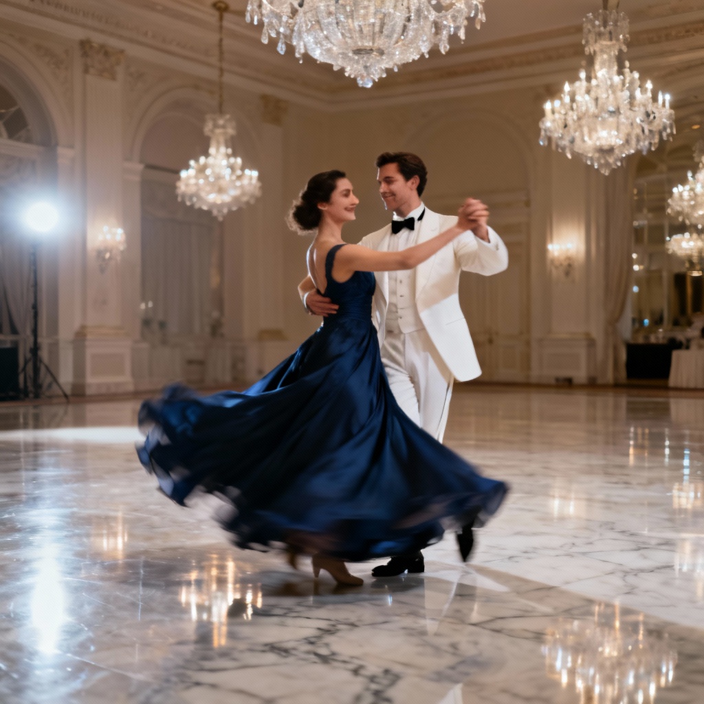 AI ballroom waltz elegant couple image