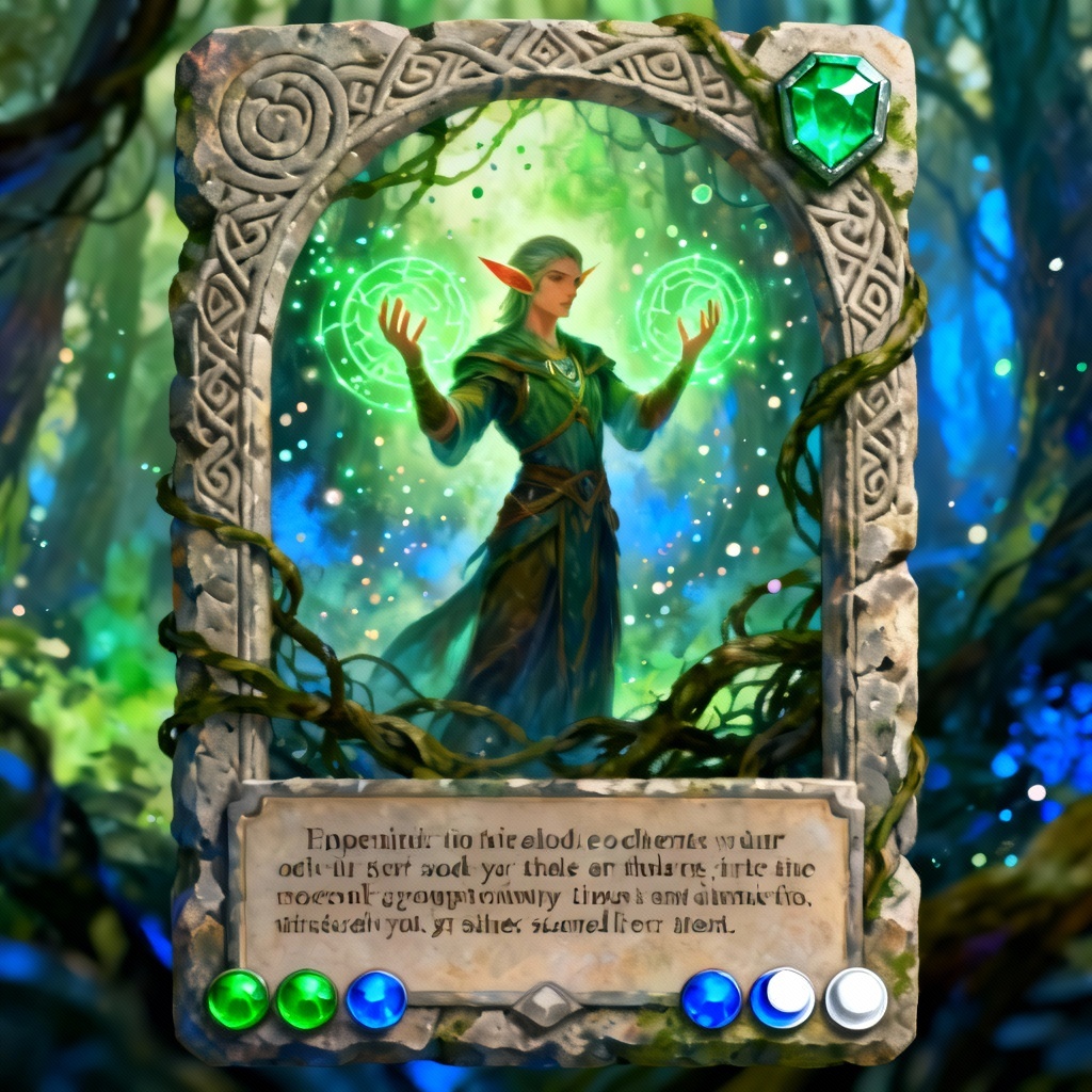 AI fantasy trading card featuring an arcane summoner