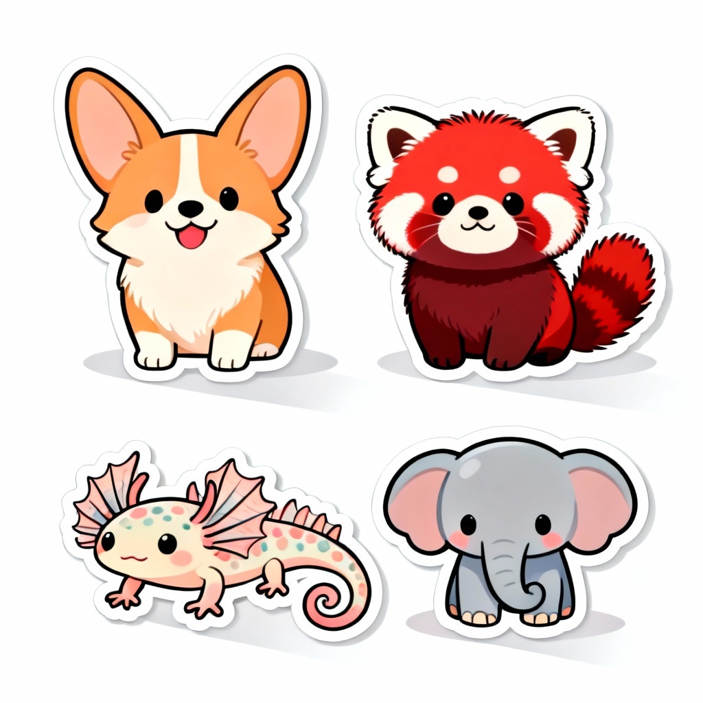 AI short animals parade in kawaii chibi style