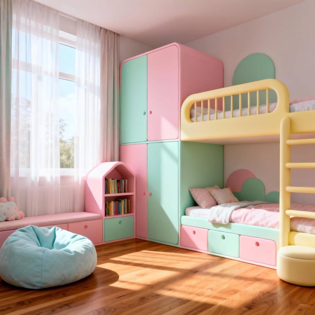 AI colorful kids room design