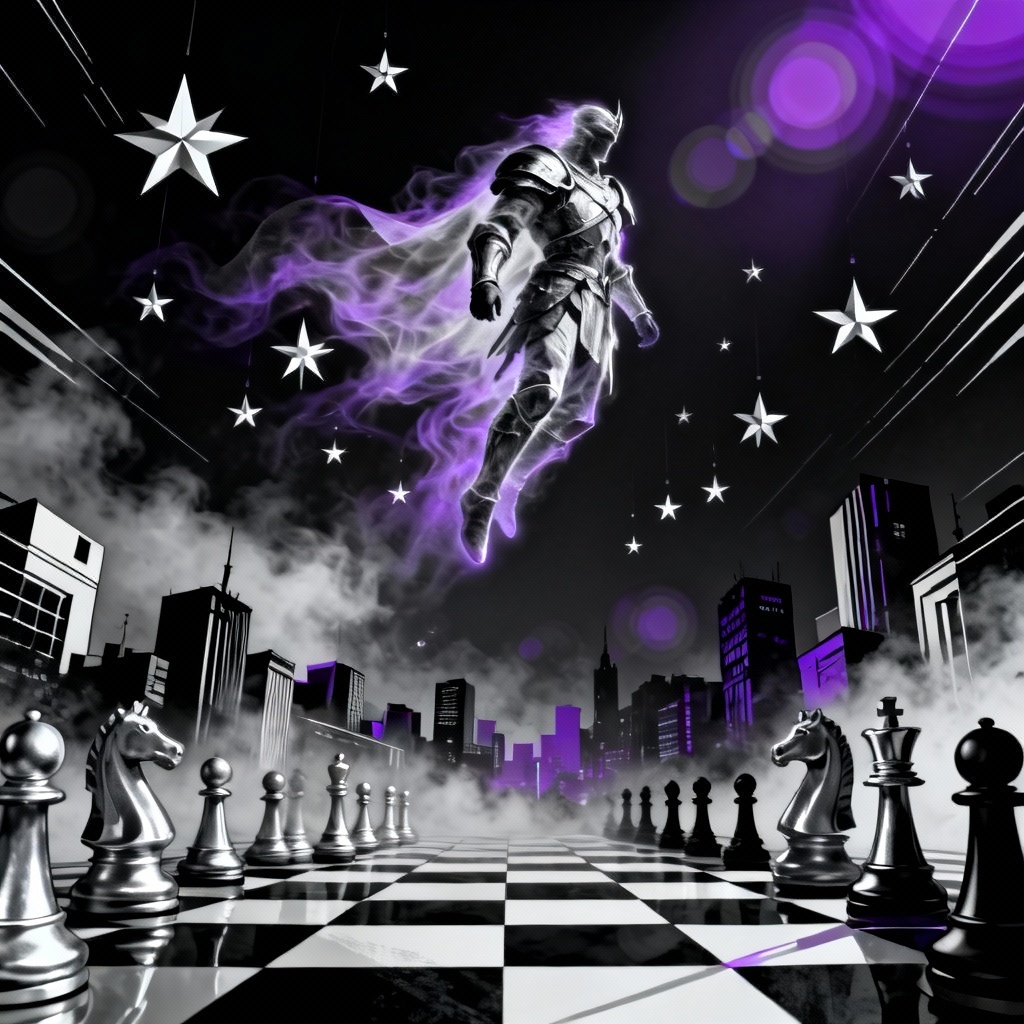 Ghostly duelist warrior with rank stars