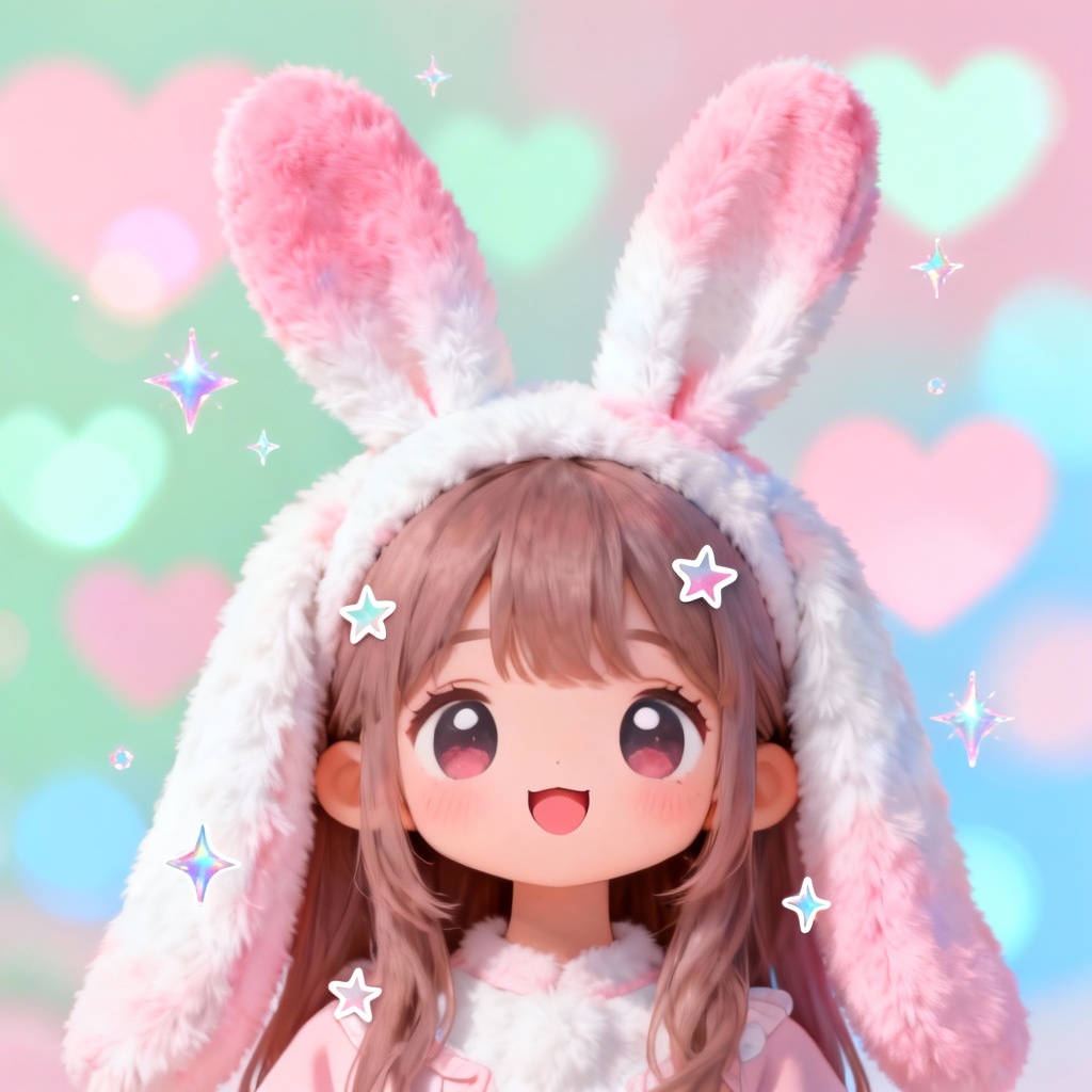 AI Bunny Ears Kawaii Portrait