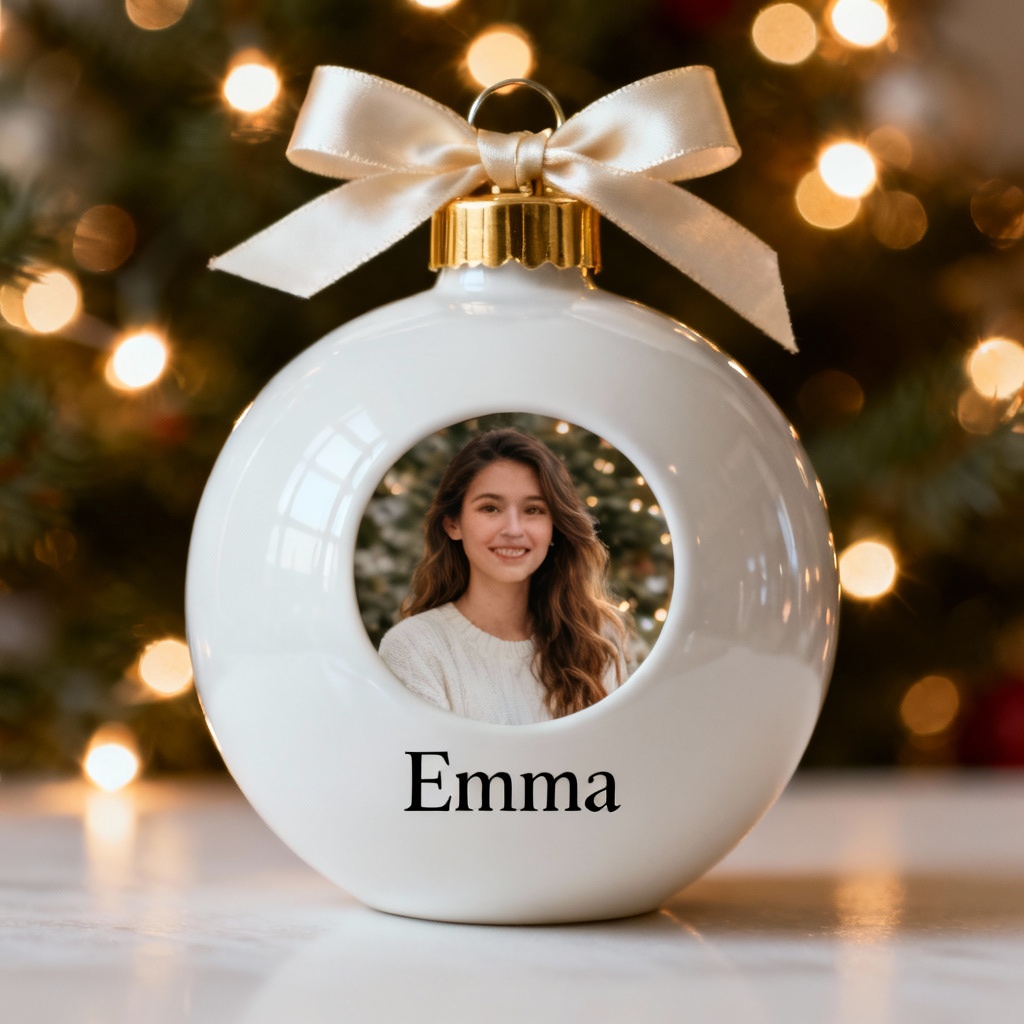 AI Ceramic Photo Bauble Ornament