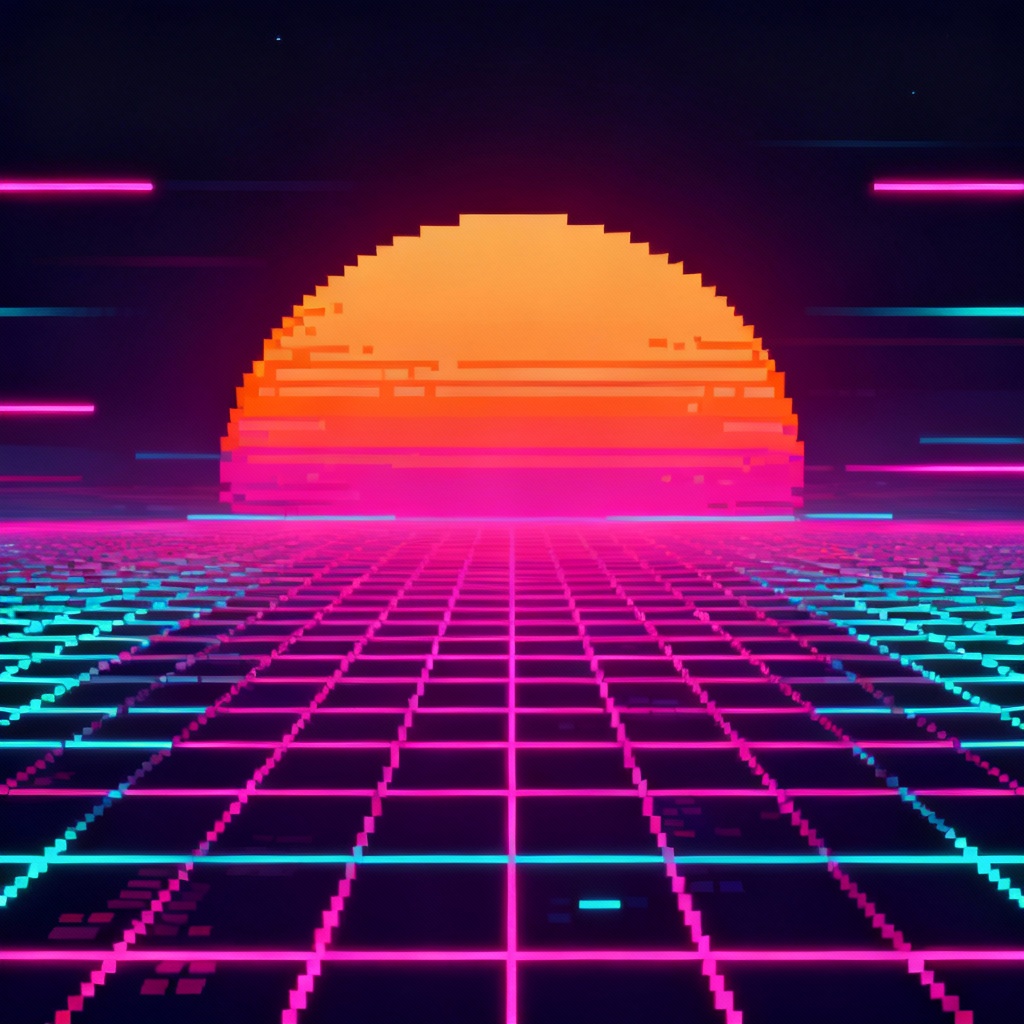 AI retro arcade style stream background with pixel glow