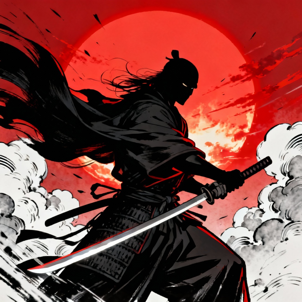 AI Anime Shadow Ronin Antagonist