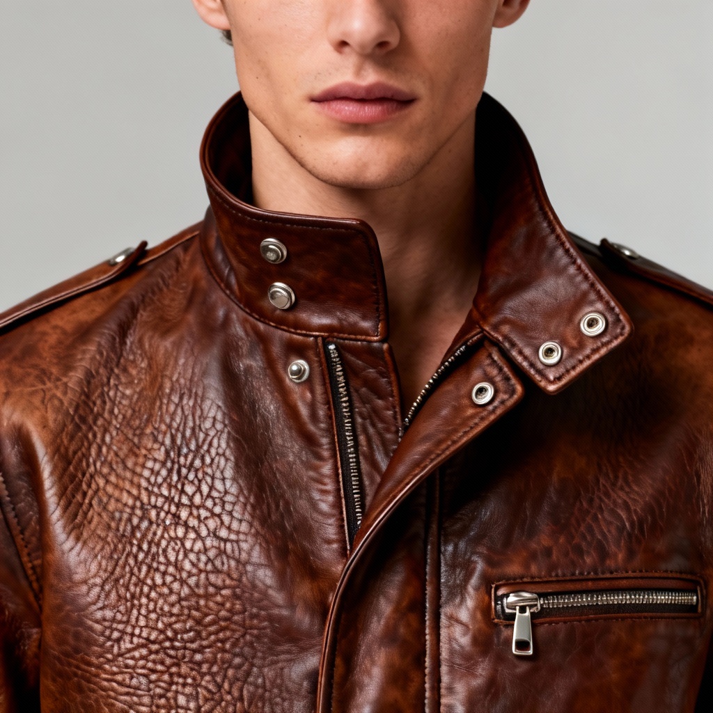Premium leather jacket on-model lookbook image