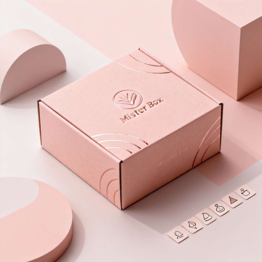 Minimalist pastel mystery blind box packaging mockup