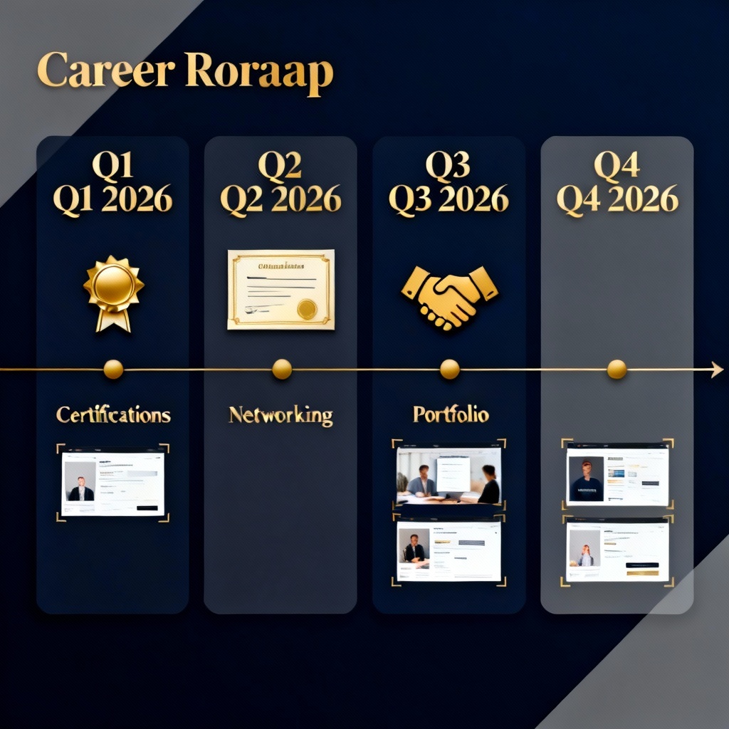 2026 career growth vision board with quarterly roadmap