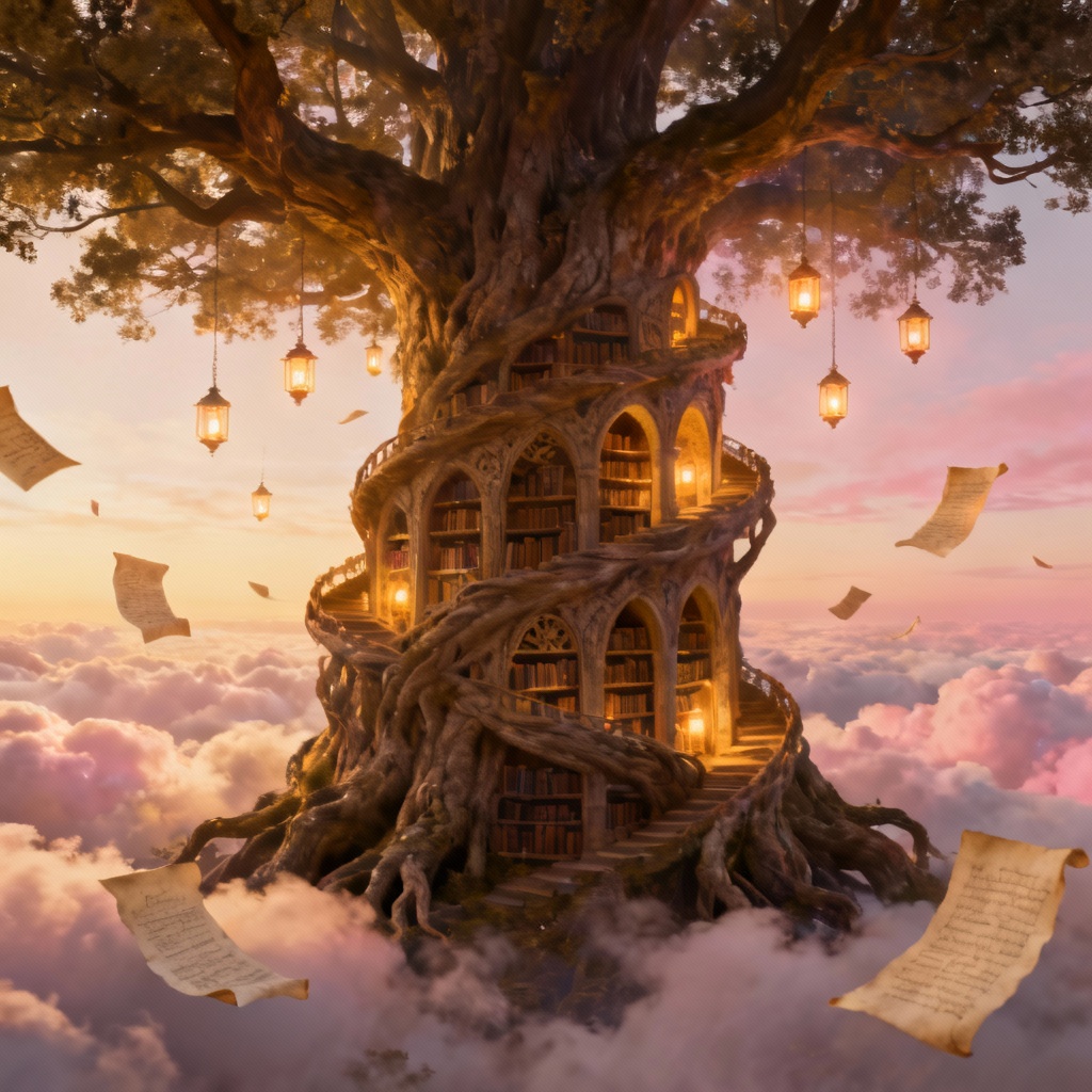 AI world tree library in the clouds