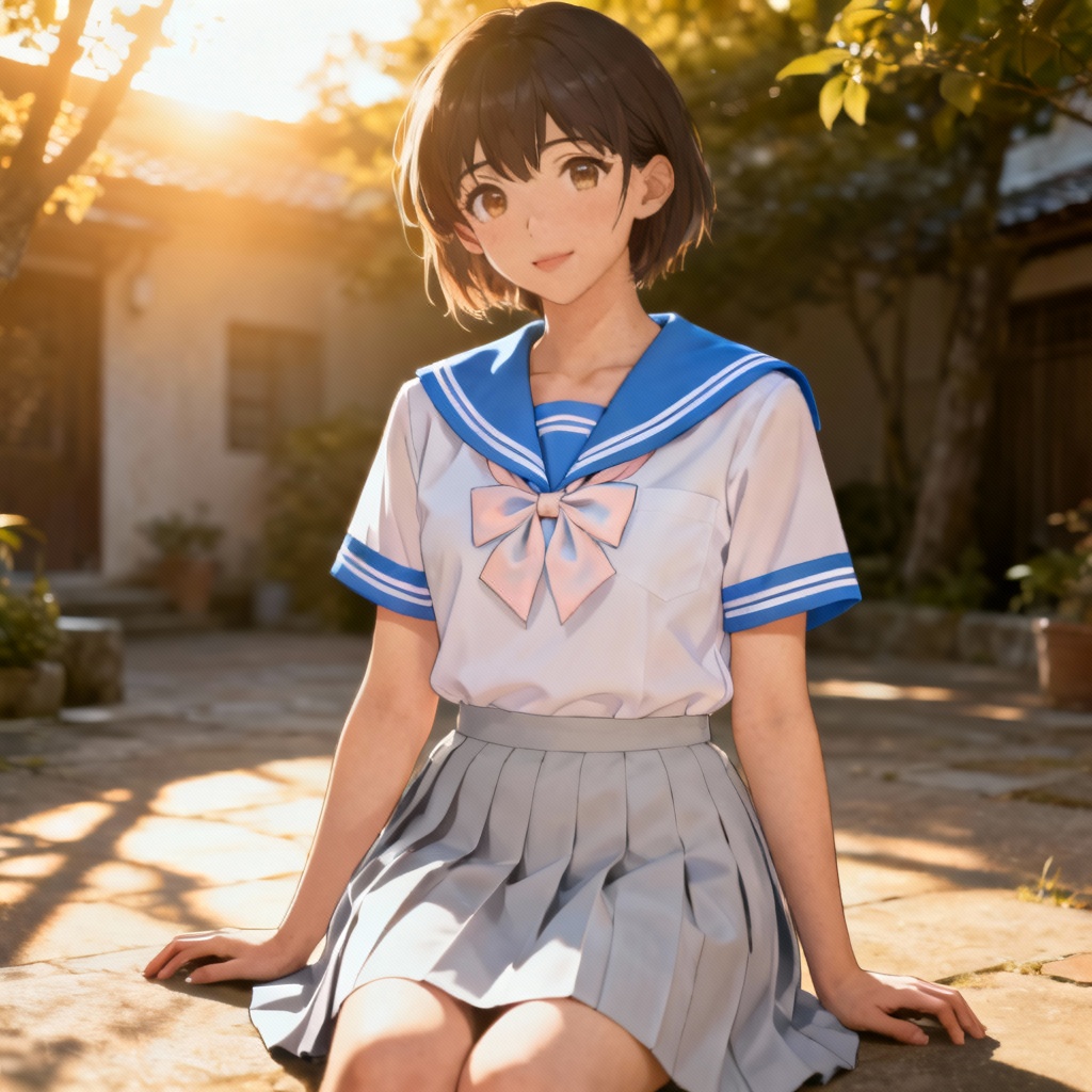 AI summer short sleeve JK seifuku with light palette