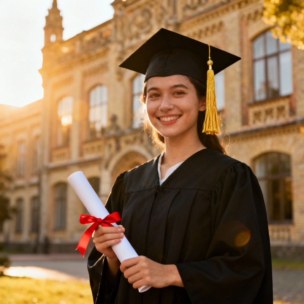 AI graduation portrait with cap and gown