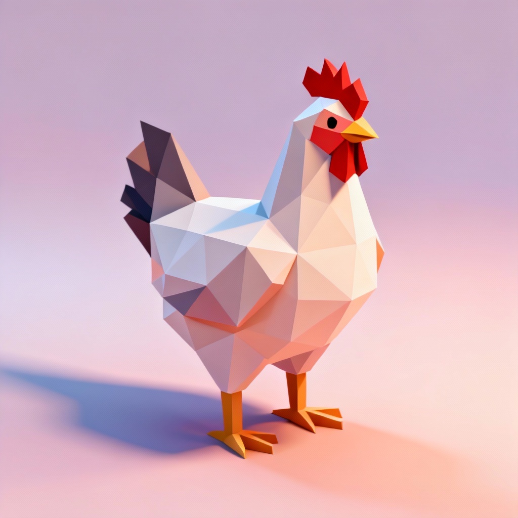 AI low poly chicken 3D render