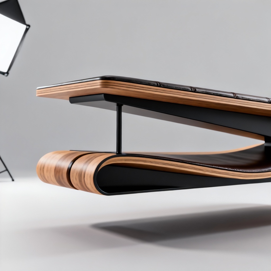 AI parametric wood bench contemporary product design