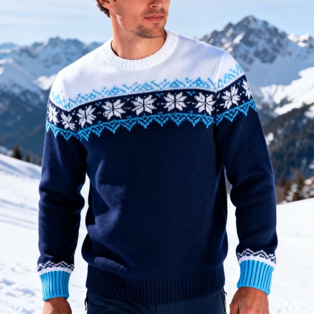 AI Nordic ski sweater with yoke pattern