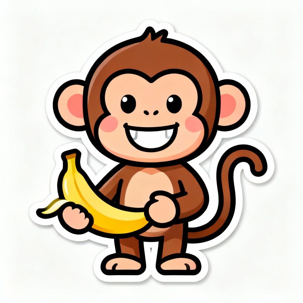 Cartoon banana monkey mascot with bold outline